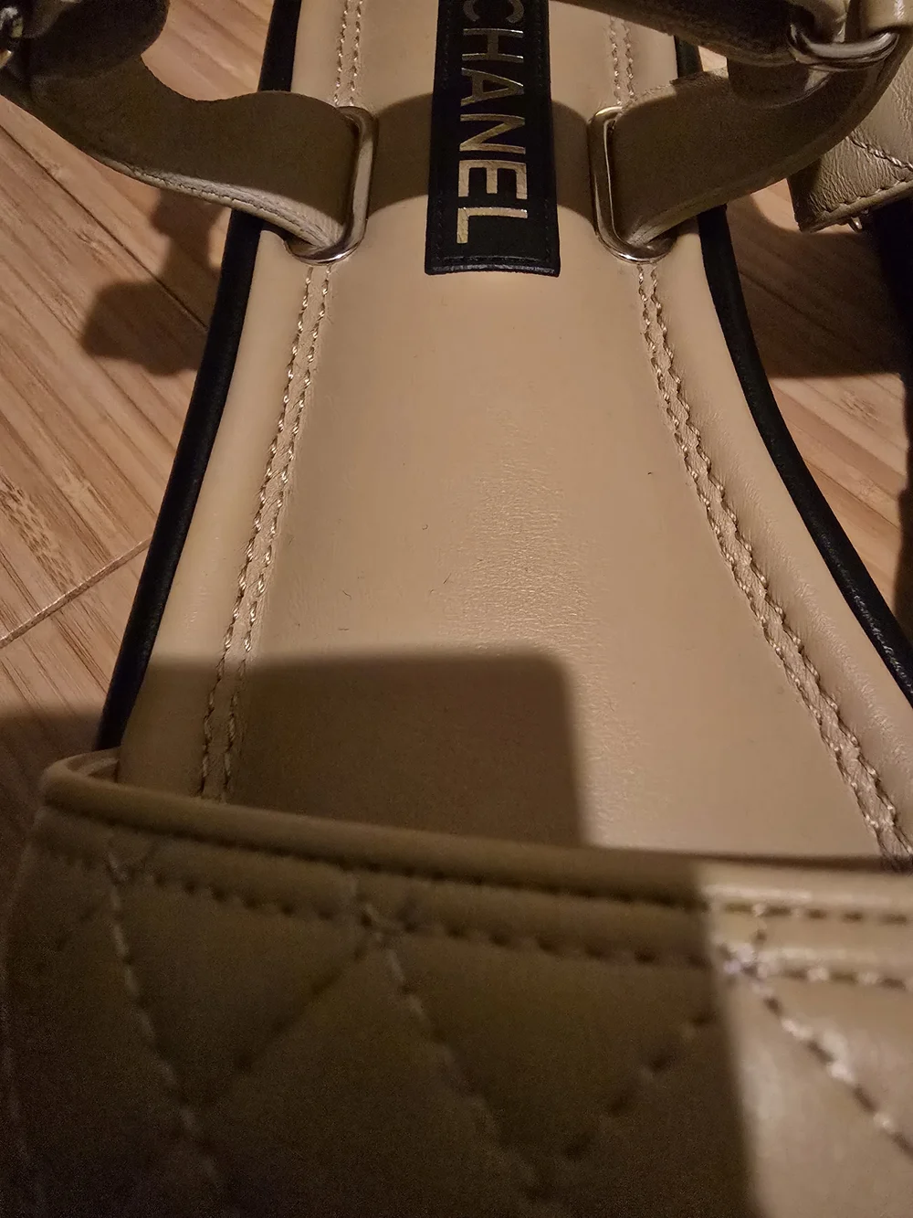 Chanel 22A Quilted Lambskin Platform Sandals - Beige/Black - Size 38C (New) - Picture 6 of 11